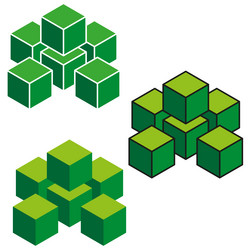 green isometric cubes set 3d block structures vector image