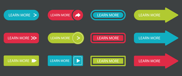 learn more colorful buttons set for website vector image