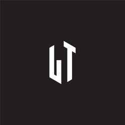 lt logo monogram with hexagon shape style design vector image