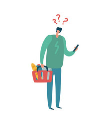Man Shopping with Question Mark vector image