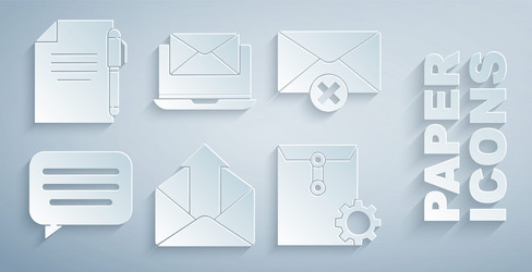 set outgoing mail delete envelope speech bubble vector image