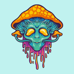 alien magic mushrooms psychedelic vector