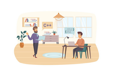 development and testing software scene men vector image