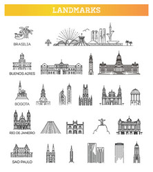 Famous landmarks in south america vector