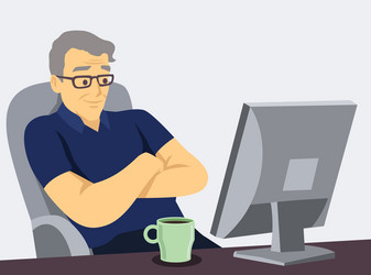 man in front computer working vector