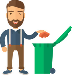 Man throwing paper in a garbage bin vector