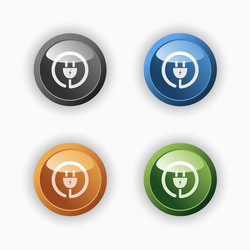 plug icon on colored round buttons vector image