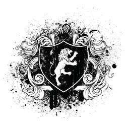 Coat of arms - medieval heraldry shield and crow Vector Image