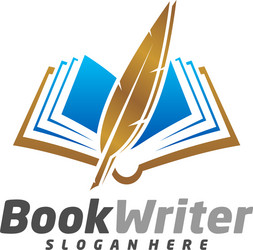 Book writer logo template design feather Vector Image