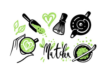 Matcha Tea Ritual - Female Hands Vector Image