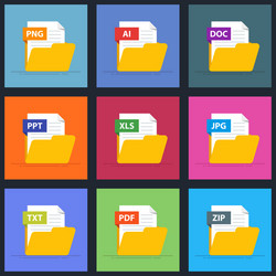 set documents in an open folder icons vector image
