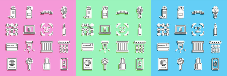 set line mobile with closed padlock password vector image