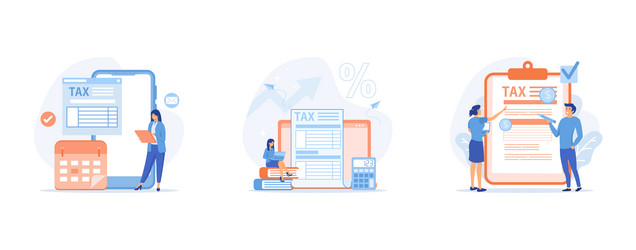 Taxation planning concept characters using tax vector