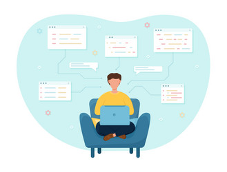 Web Developer Working on Laptop vector image