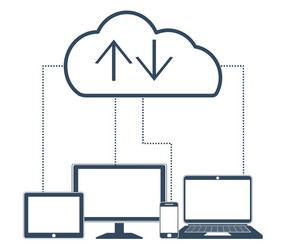 cloud computing network connected all devices vector