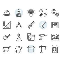 Engineering icon and symbol set in outline design vector