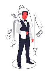 bartender in shadow sharp lines style vector image