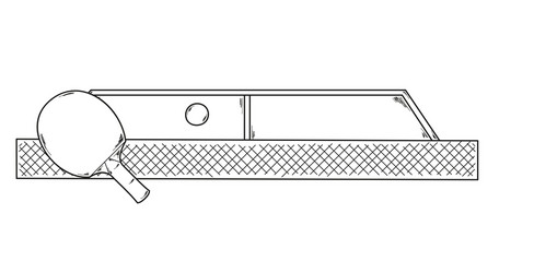 one ping pong racket and table vector