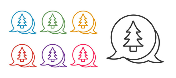 set line tree icon isolated on white background vector image