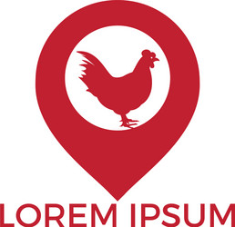 Chicken and map pointer logo design vector