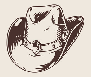 cowboy hat monochrome vintage label Vector Image