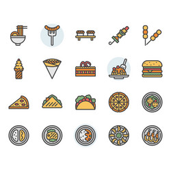 International food icon and symbol set in color vector