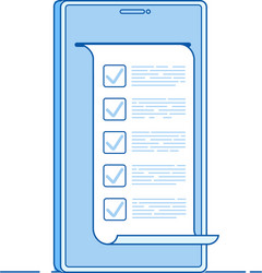 Online test computer quiz form on smartphone vector