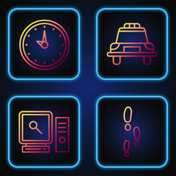 set line footsteps search on computer screen vector image