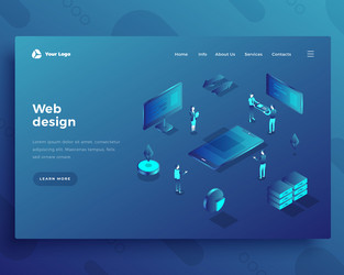 web design isometric landing page template vector image