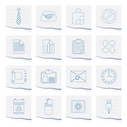 Business and office icons on a piece of paper vector