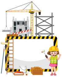 empty banner with construction objects vector