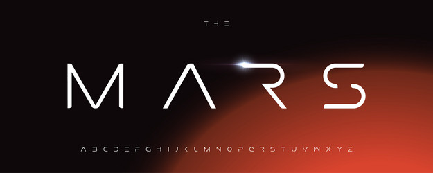 minimal futuristic space alphabet with sleek sharp vector image
