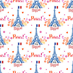 seamless pattern with eiffel tower and ornaments vector