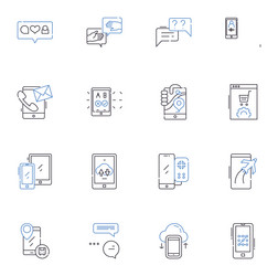 miniature device line icons collection microchip vector image
