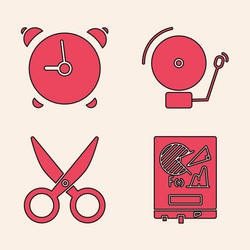 set board with graph chart alarm clock ringing vector image