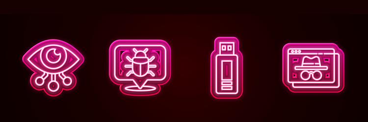 set line eye scan system bug usb flash drive vector image