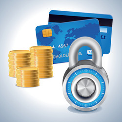 Bright lock and credit card vector