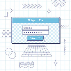 login and password input dialog box retro vintage vector image