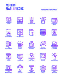 Modern Flat Line Web Icons - UI & Development vector image