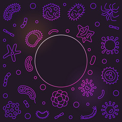 bacteria and viruses square colored outline vector