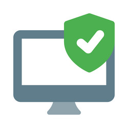 desktop shield safeguards the computer system vector image