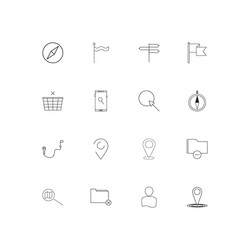 maps and navigation simple linear icons set vector image