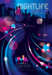 Night city with blurred lights bokeh texture vector