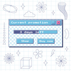 Retro window with progress bar and buttons - shop vector