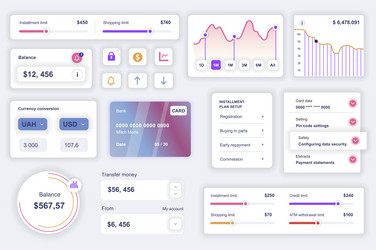 user interface elements set for mobile banking app vector image