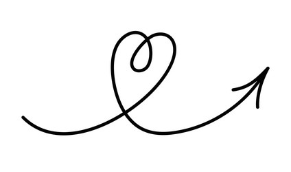 heart shape curved line with arrow pointing right vector image