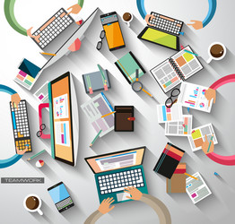 ideal workspace for teamwork and brainsotrming vector image