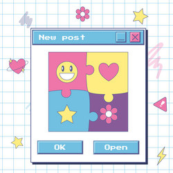 template for social networks with a window about vector image