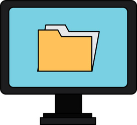 computer display with folder vector image