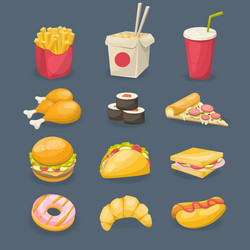 fast food decorative icons vector